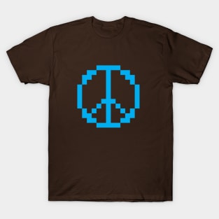 Cyan Pixel Peace (8 Bit Peace) T-Shirt